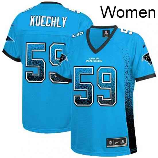 Womens Nike Carolina Panthers 59 Luke Kuechly Elite Blue Drift Fashion NFL Jersey